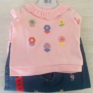 New girl.Little Me Blue Overalls with Pink Floral Top